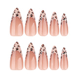 Almond French Leopard press-on nails