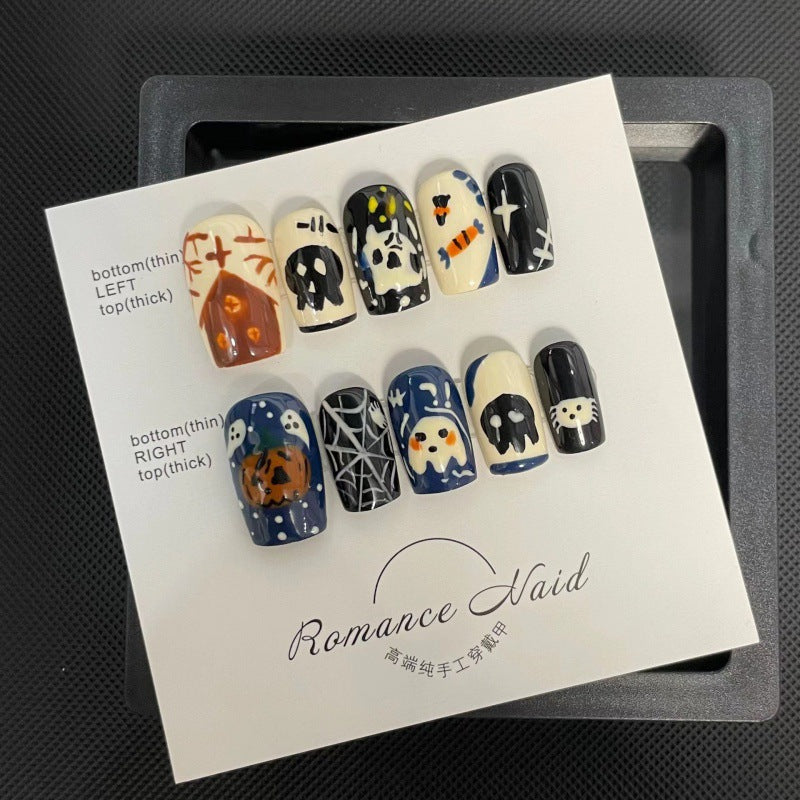 Unhas postiças para Halloween, decoração de unhas de Halloween, produto finalizado | 365nails