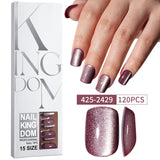 Nail Tips Popular cat eye press on nails, short square nail matte removable fake nails 120 pieces, boxed nail art women