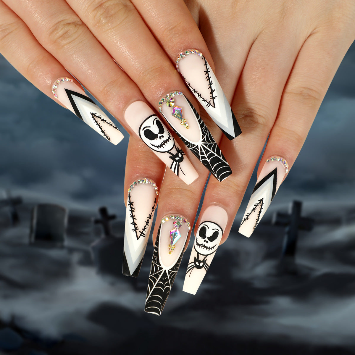 Halloween Wear Nail 3D Three-dimensional Nail Art False Nails Spider Bat Nail Sheets Wholesale|365nails