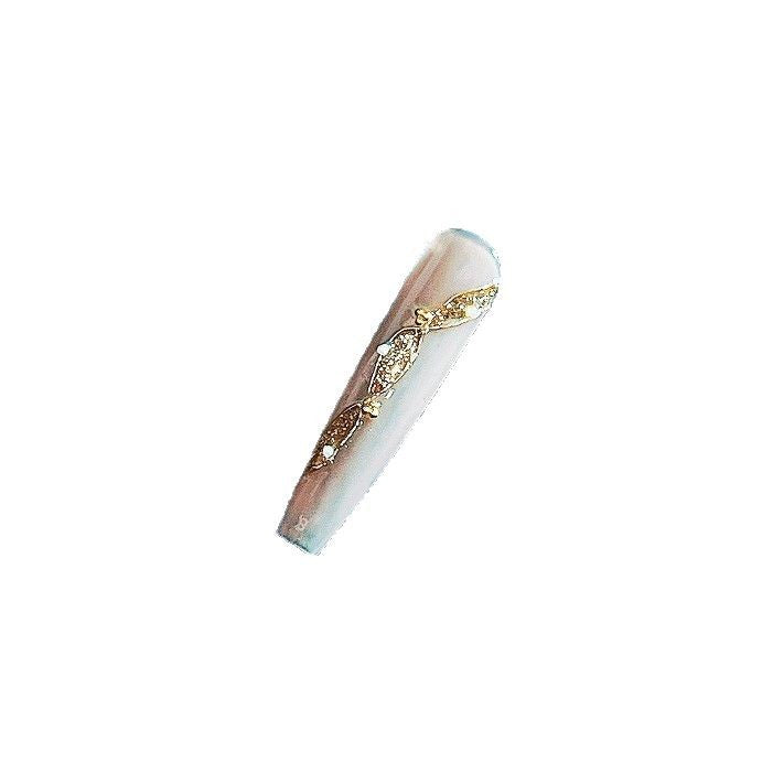 Title Blushing Sakura Glow | Pink-Gold Floral Art Series Press-On Nails