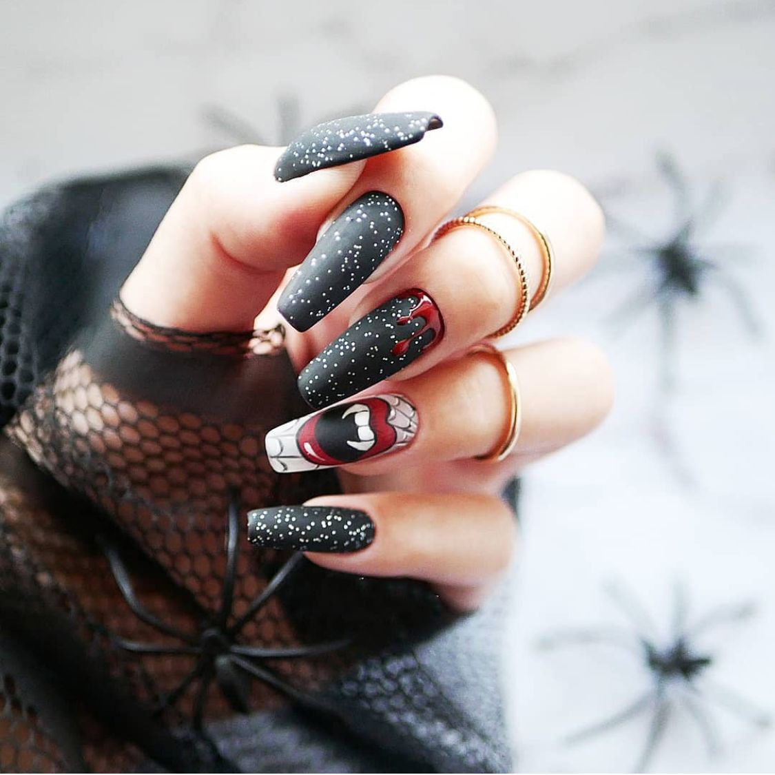 Uñas postizas 3D con diseño de araña y murciélago para Halloween, venta al por mayor | 365nails