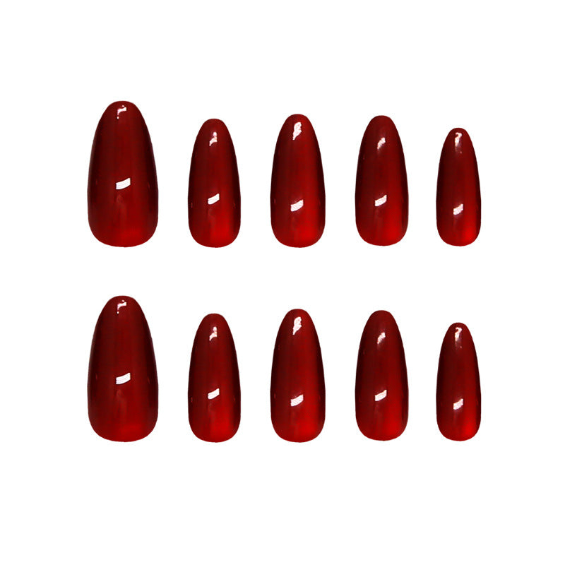 Nail Tips prefabricated nail burgundy white cat eye fashion girl versatile removable press on nails 30 pieces|365nails