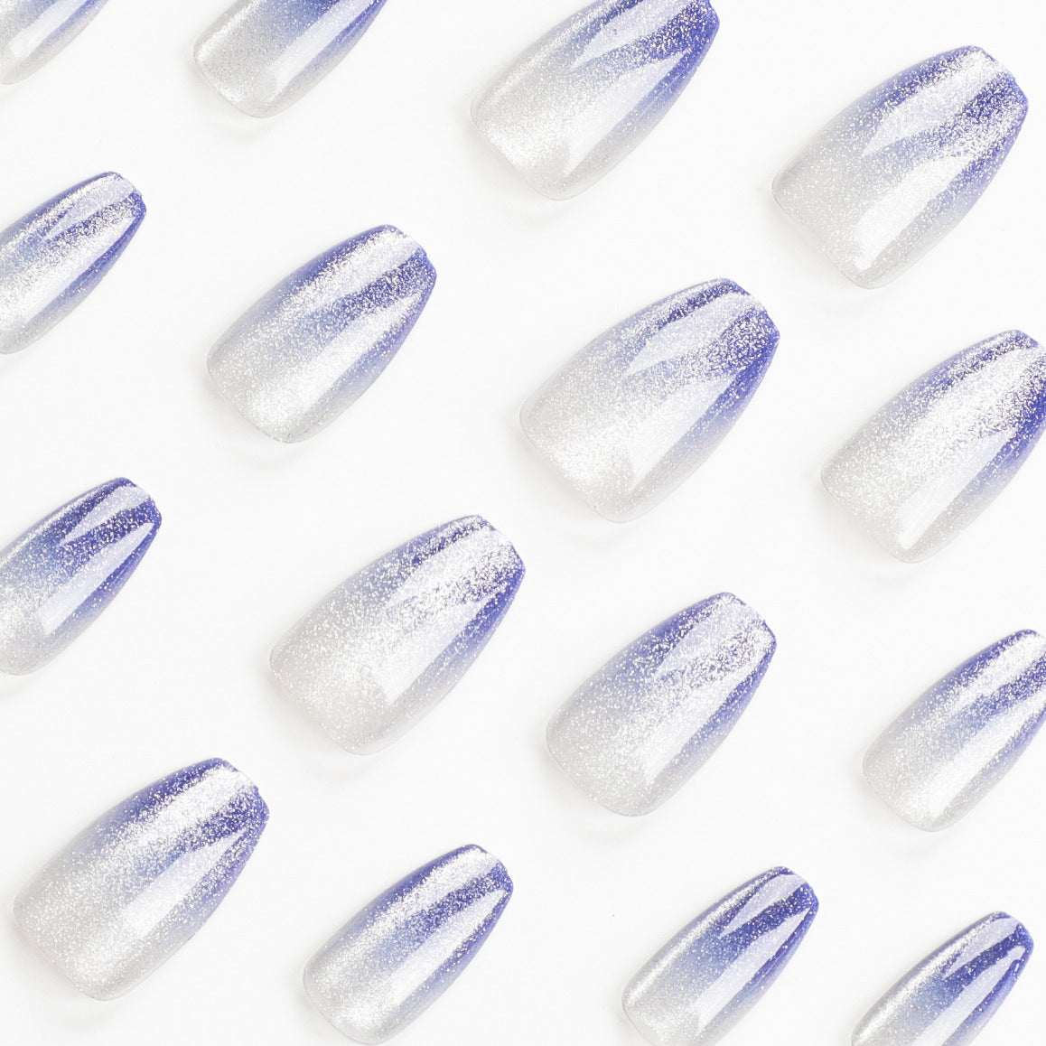 Blue gradual change cat eye senior simple nail piece ballet nail type nail piece |365nails