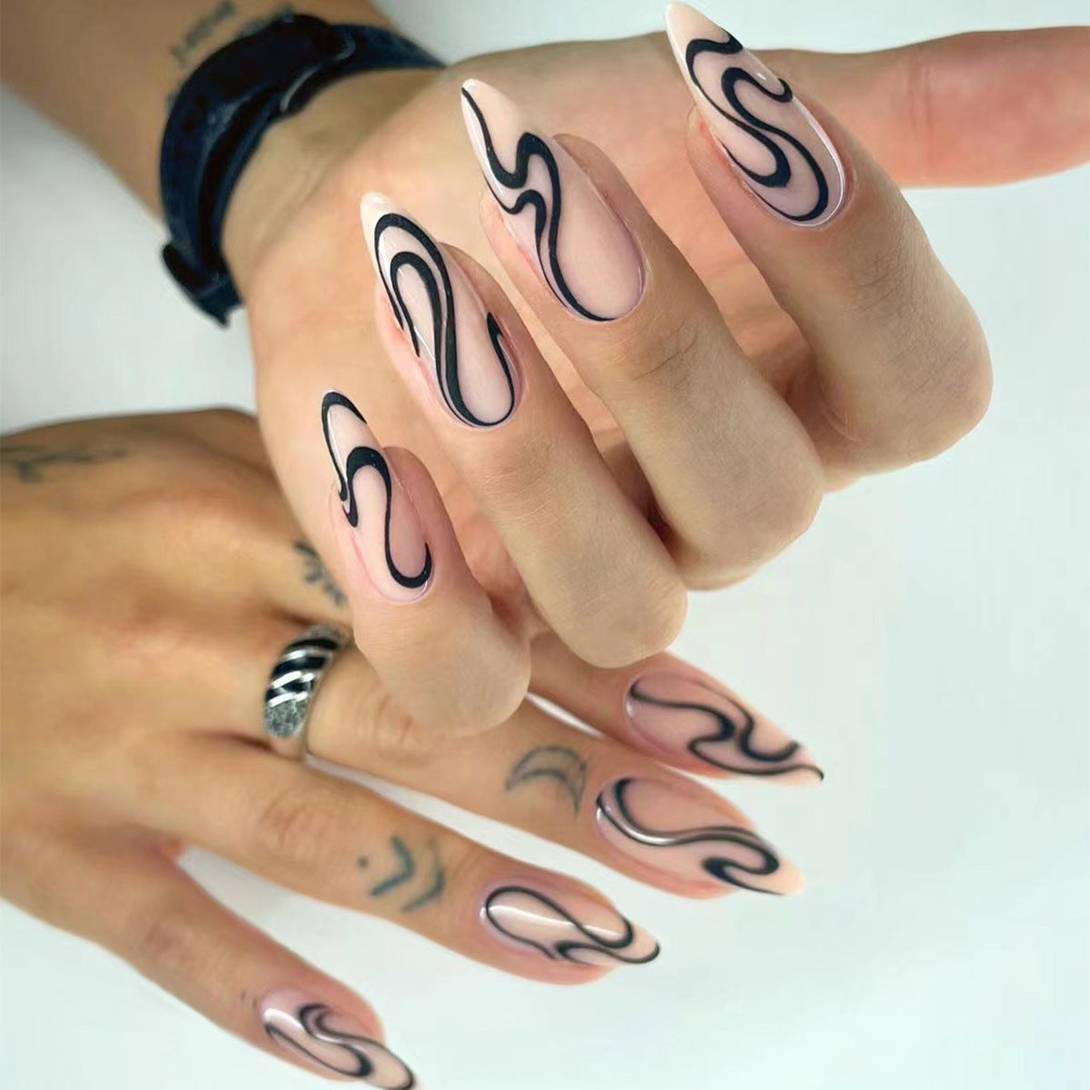 Snake pattern manicure nail piece Long tip nail sticker nail piece False nail |365nails