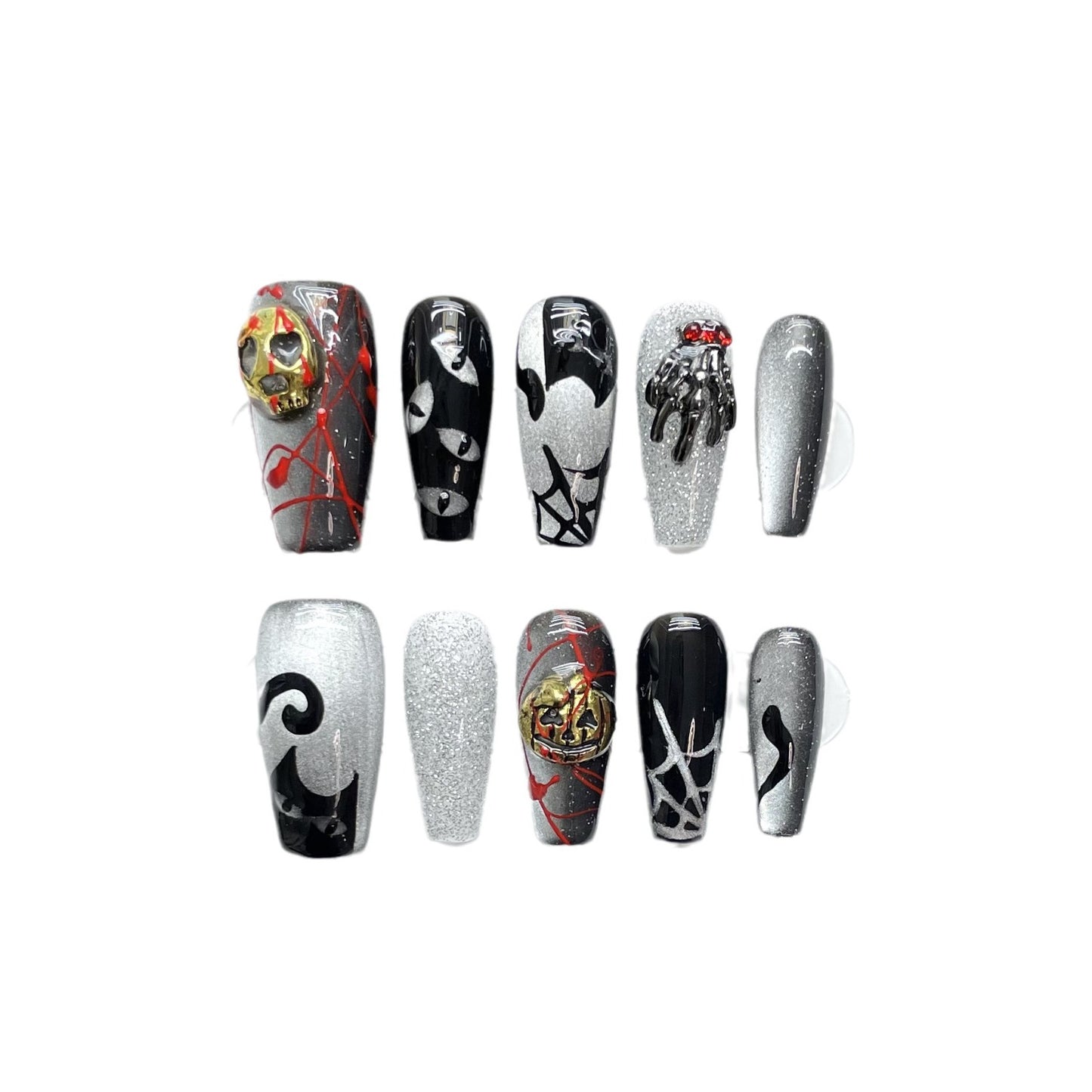 Purely handmade press on nails ghost cat star person real shot night sky cat gradient cat eye flash hand-painted wearing style | 365nails