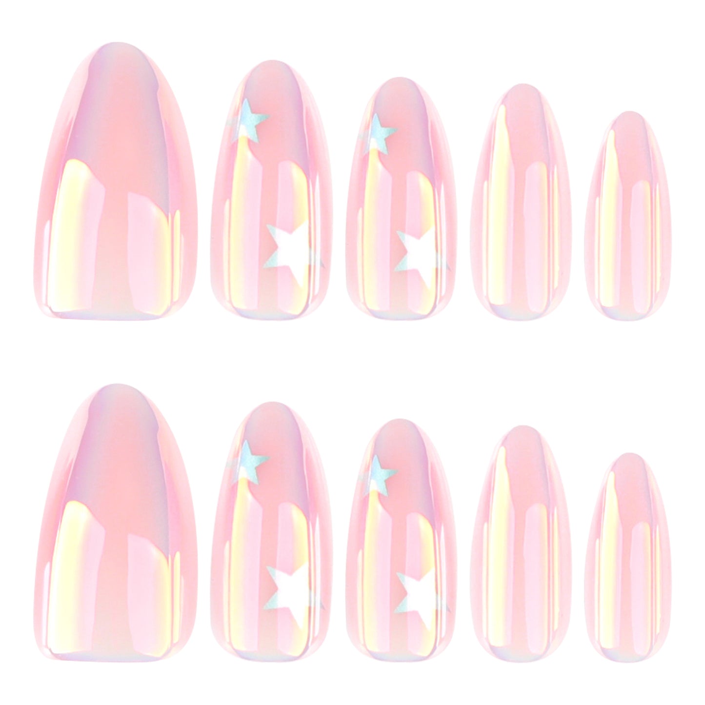 Silver star manicure 30pcs fake nails short almond nail