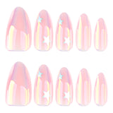 Silver star manicure 30pcs fake nails  short almond nail