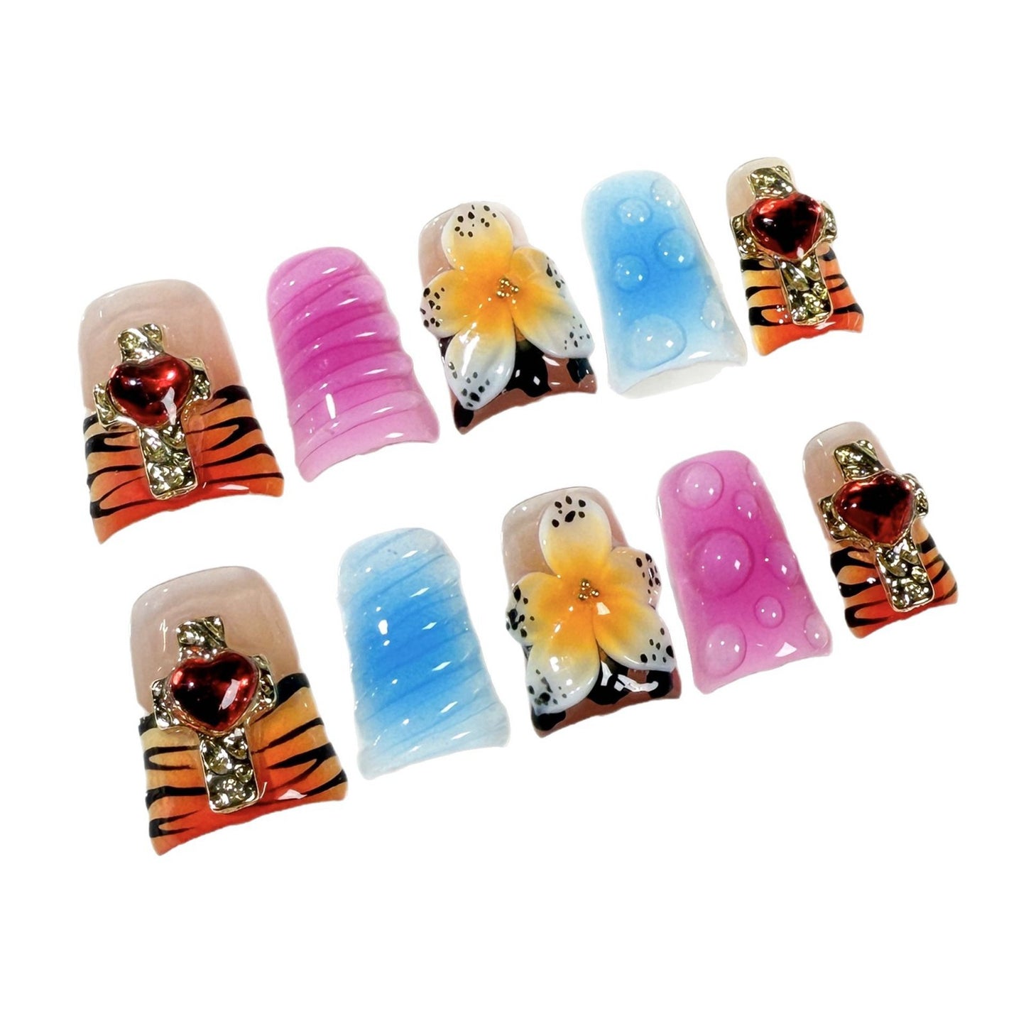 Personalized Duckbill Shape nail three-dimensional engraving blush nail relief press-on nails pure handmade factory wholesale|365nails