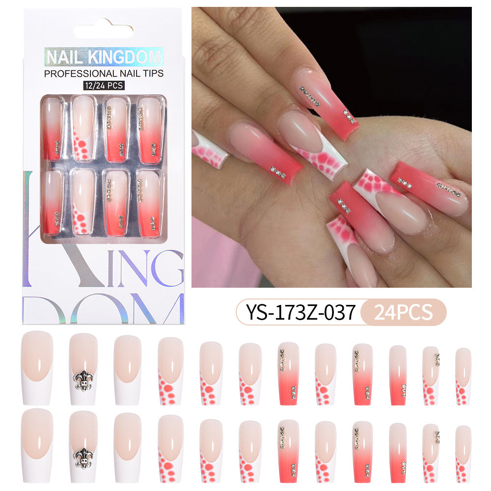 Press on nails fake nail patch extension nail Spice Girl medium rectangle removable 24 pieces with drill manicure