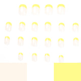 Manicura francesa amarilla sencilla, uñas postizas al por mayor, uñas postizas especiales, producto terminado, 365nails