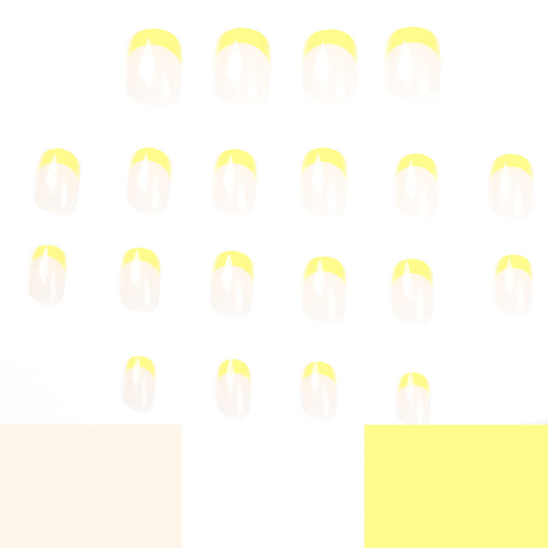 Manicura francesa amarilla sencilla, uñas postizas al por mayor, uñas postizas especiales, producto terminado, 365nails
