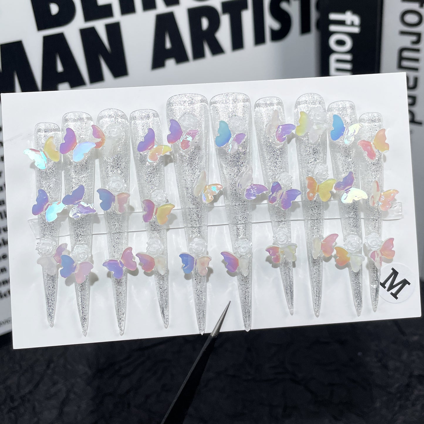 Adesivo de unha com ponta super longa, gelo, feito à mão, Spice Girl, adesivo de unha para vestir, atacado |365nails