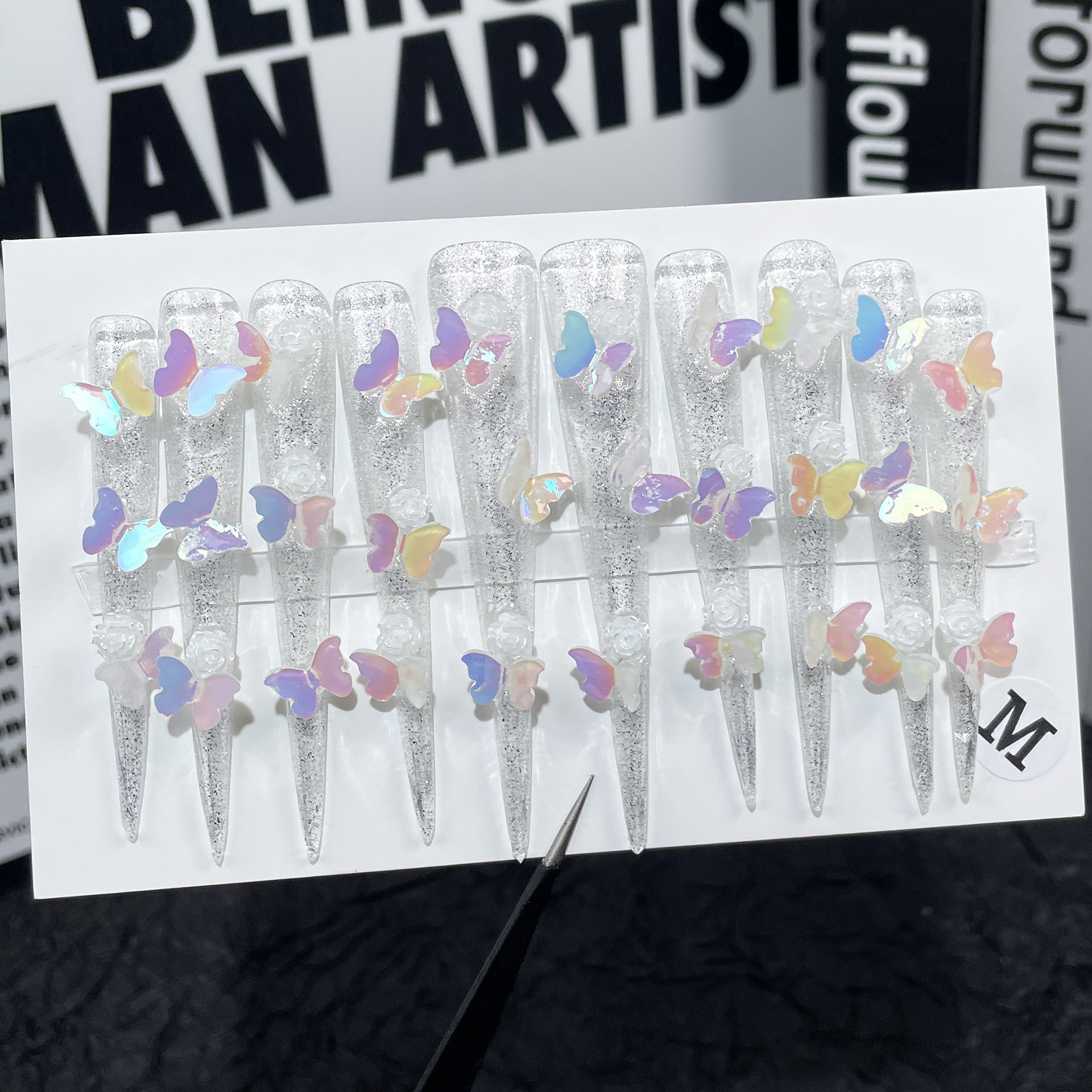 Adesivo de unha com ponta super longa, gelo, feito à mão, Spice Girl, adesivo de unha para vestir, atacado |365nails