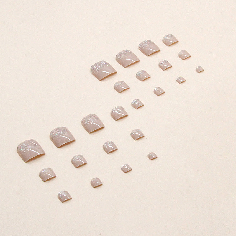 Mudança explosiva e gradual de carne rosa Unhas postiças para os pés, unhas naturais de fada, gás especial, modelo de unhas postiças, unhas postiças brilhantes, peça de arte para unhas|365nails