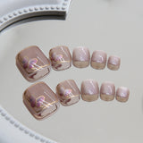 Unhas postiças estilo olho de gato e borboleta, peça de manicure, peça de unha postiça para unhas dos pés, peça de unha estilo olho de gato, 24 peças|365 unhas