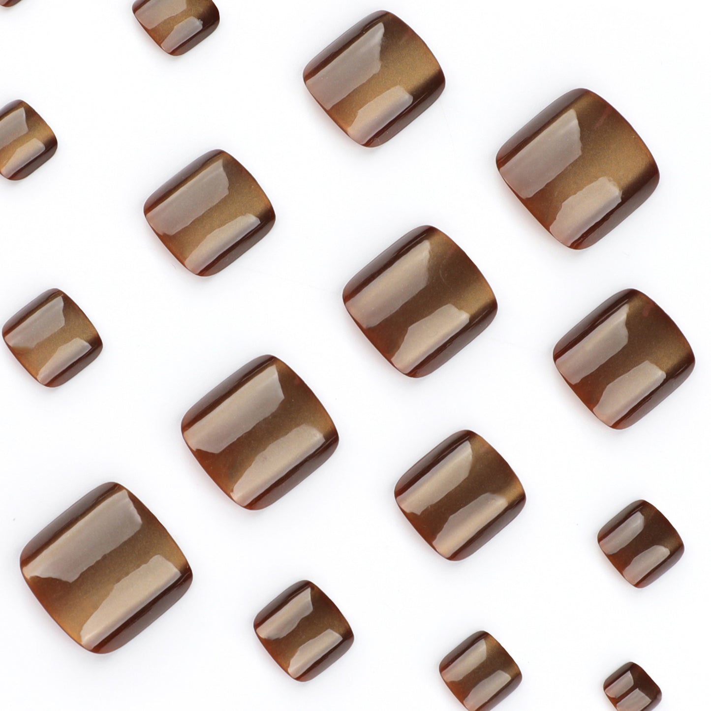 Maillard foot nail piece brown cat eye short square wearable foot nail advanced sense flash toenail nail |365nails