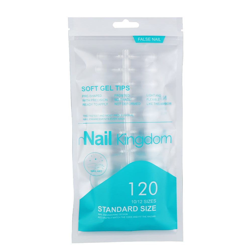 Nail Tips Free engraving and semi-matte press on nails pads 120 pieces, transparent and seamless fake nails in bags, fully attached to matte nail pads
