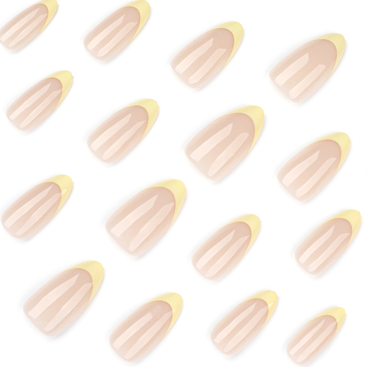 Cross-border foreign trade yellow French wearing nail simple manicure fake nail short almond wearing nail piece wholesale