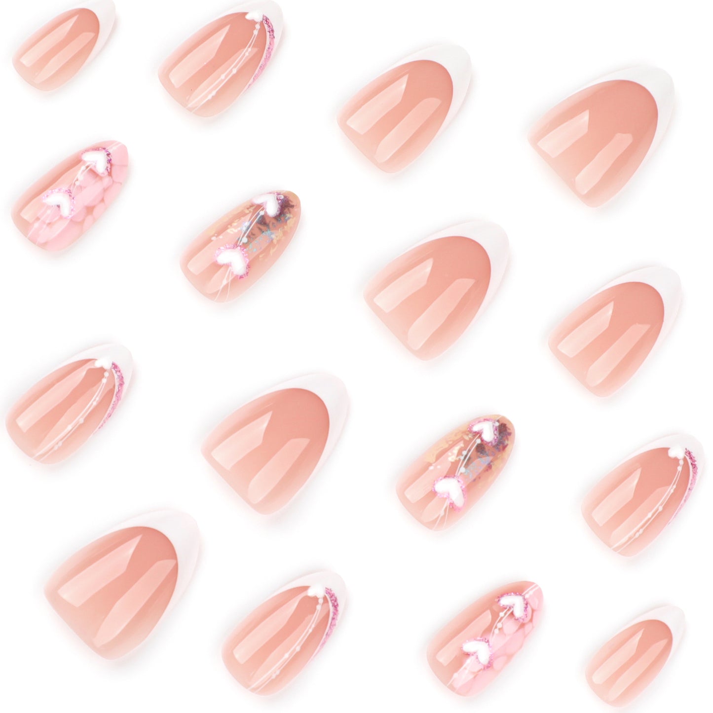 Simple Wearable Fake Nails French White Nail Art 3D Love Detachable Wearable Fake Nails|365nails
