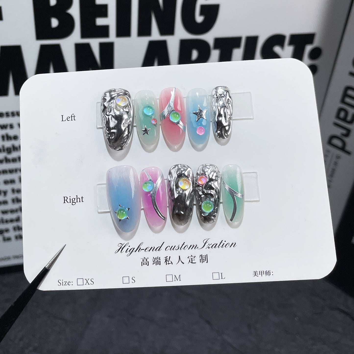 Autumn and winter new handmade worn nail sweet cool Spice girl contrasting color Handmade press on nails art finished patch sticker|365nails