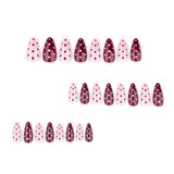 Short Almond Red Dot Pink press-on nails