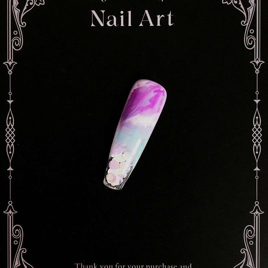 Title Cotton-Candy Aurora | Neon Cloud-Dye Art Series Press-On Nails