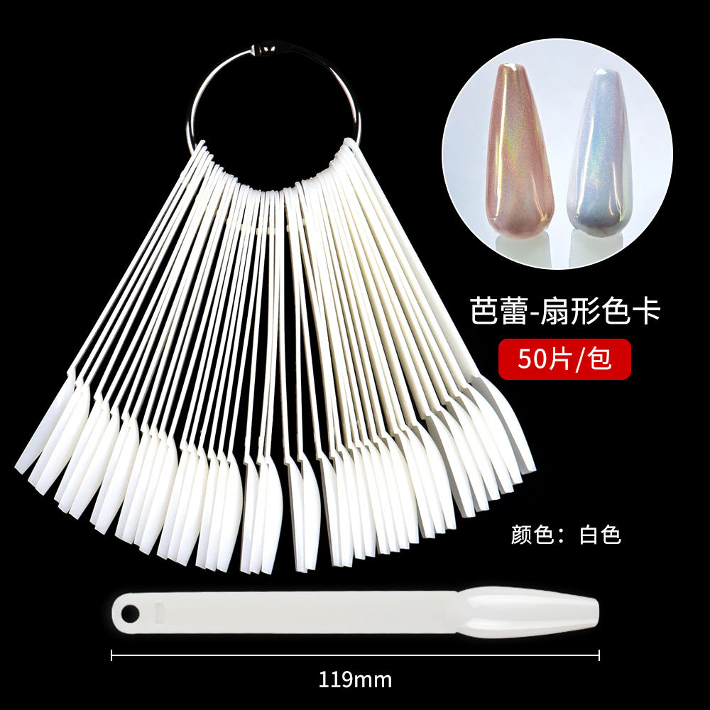 Nail Tips Nail polish practice fan color card, 50 transparent iron ring nail polish color plates in bags for nail salons