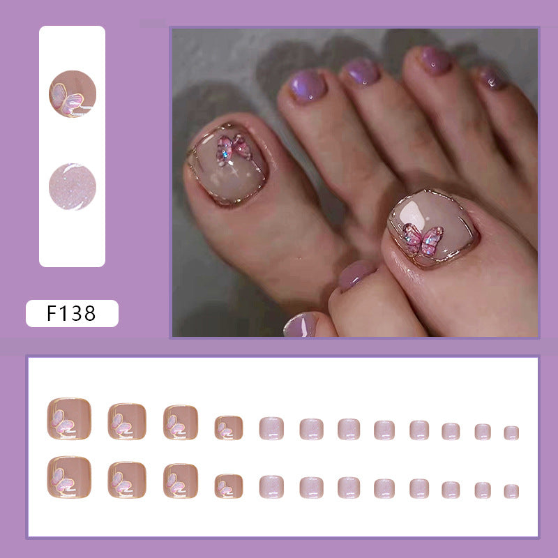 Unhas postiças estilo olho de gato e borboleta, peça de manicure, peça de unha postiça para unhas dos pés, peça de unha estilo olho de gato, 24 peças|365 unhas