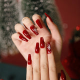 Christmas snowflake love snowman manicure short almond
