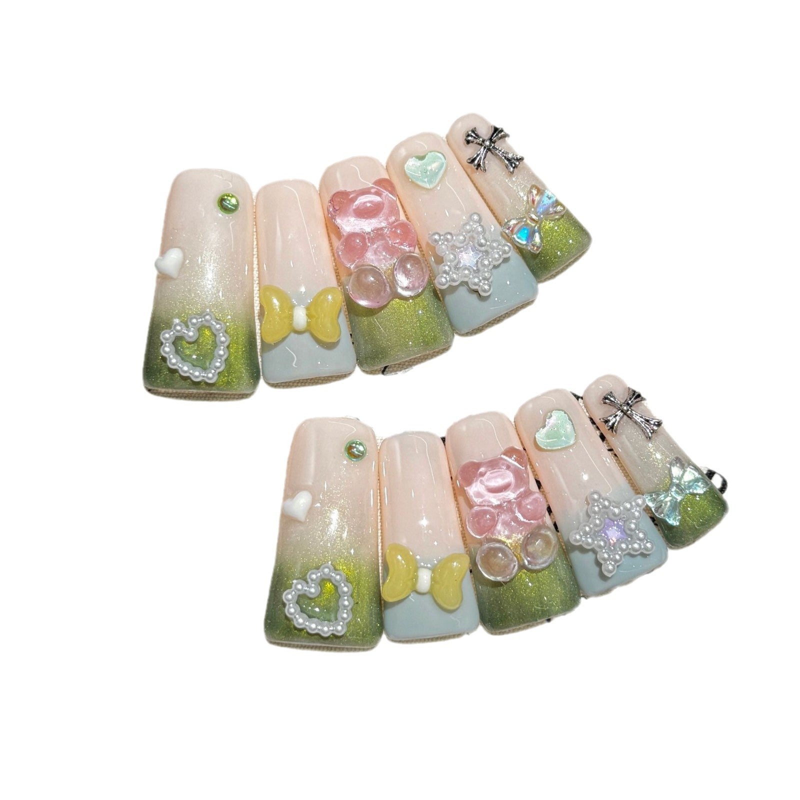 Duckbill Shape cute love cute three-dimensional bear dopamine press-on nails art | 365nails
