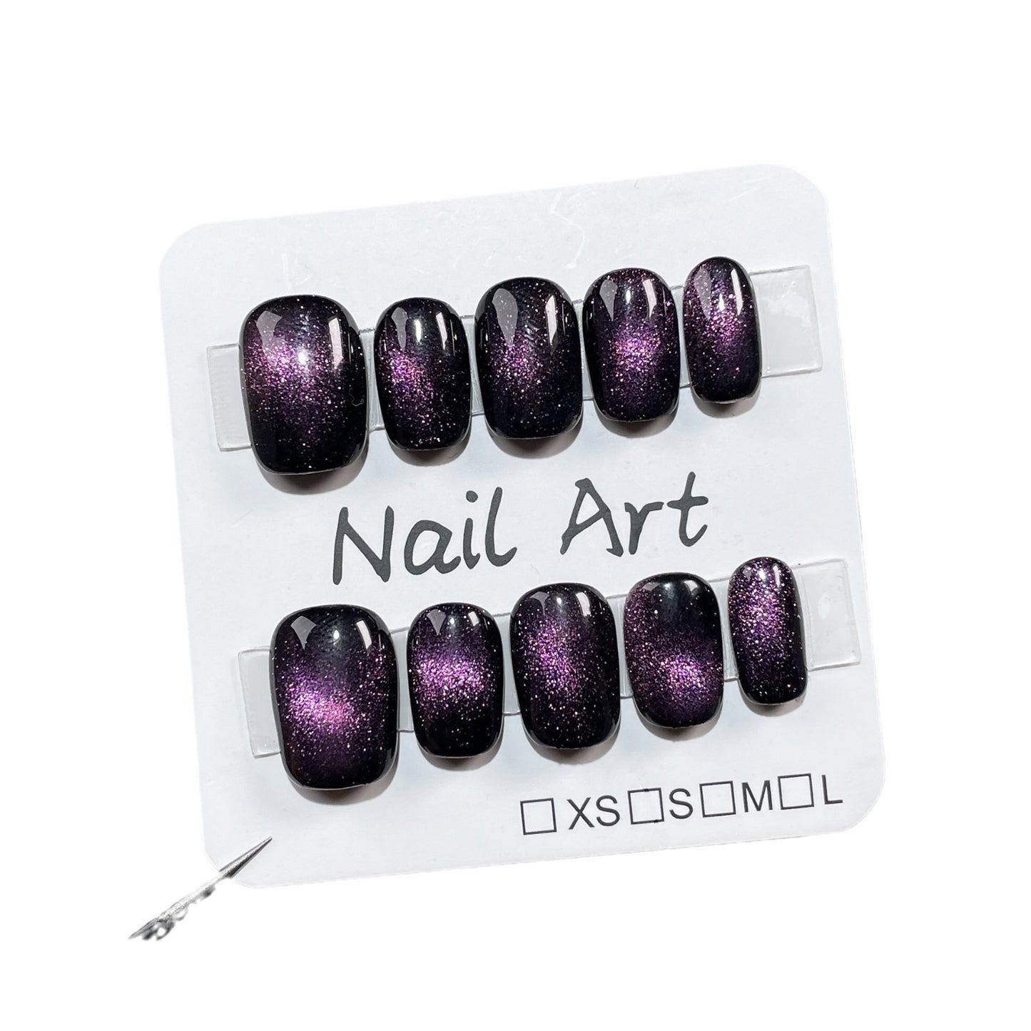 Unhas postiças artesanais 9D estilo olho de gato simples e curtas |365nails
