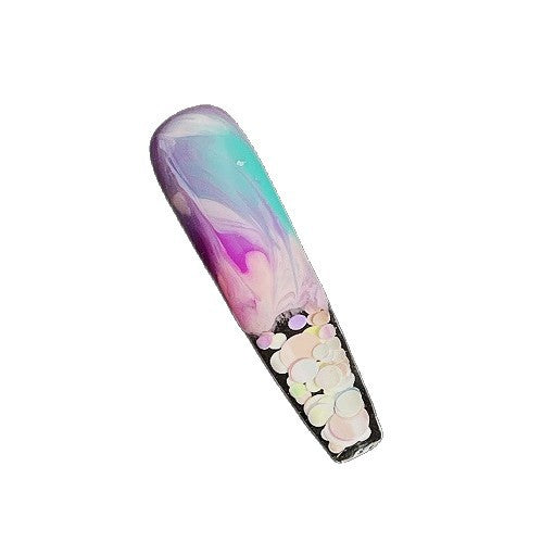 Title Cotton-Candy Aurora | Neon Cloud-Dye Art Series Press-On Nails