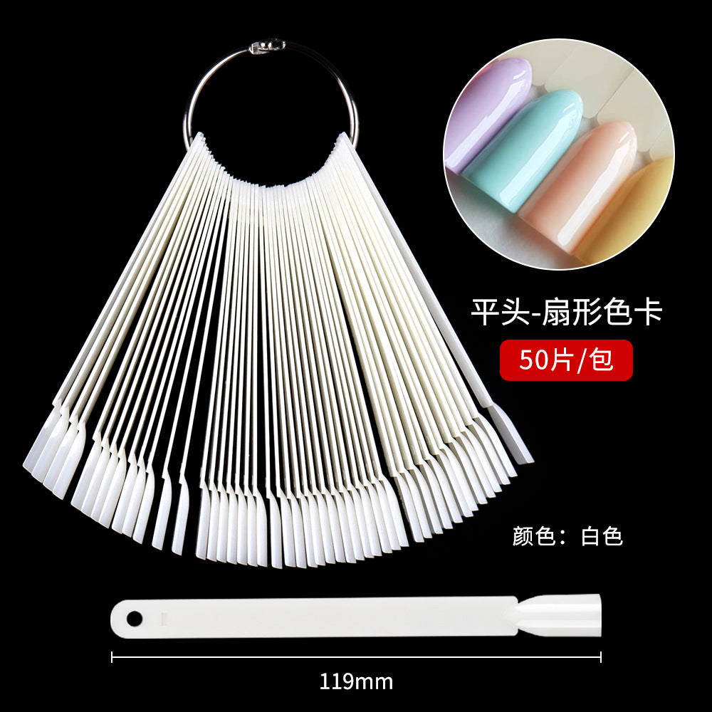 Nail Tips Nail polish practice fan color card, 50 transparent iron ring nail polish color plates in bags for nail salons