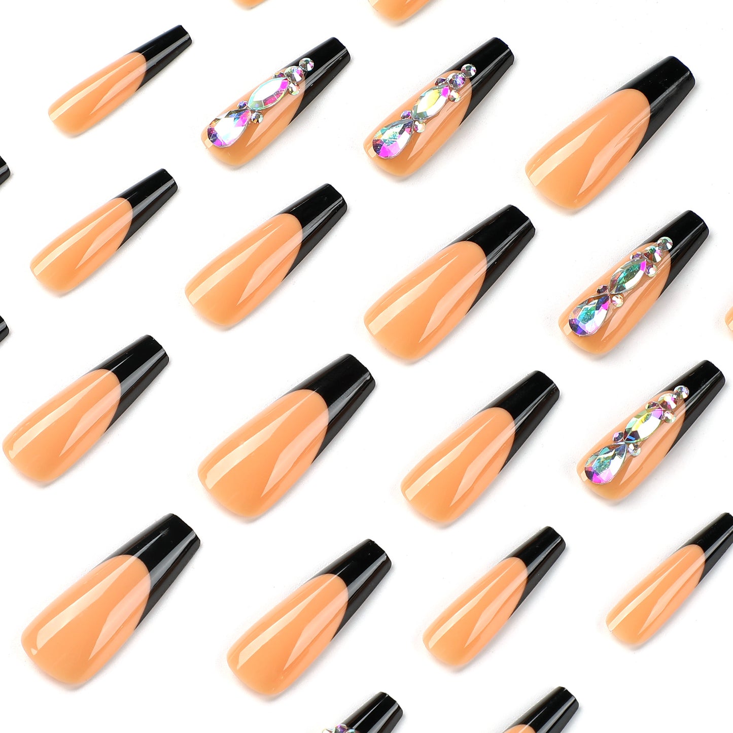 Vestindo armadura atacado preto francês com strass flash Vestindo armadura, pressione em pedaços de unha | 365nails