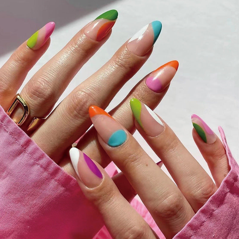 Multi-color French Edge Nail Wholesale Press on nails Medium and Long Nail Press on nails Finished Product Wholesale|365nails
