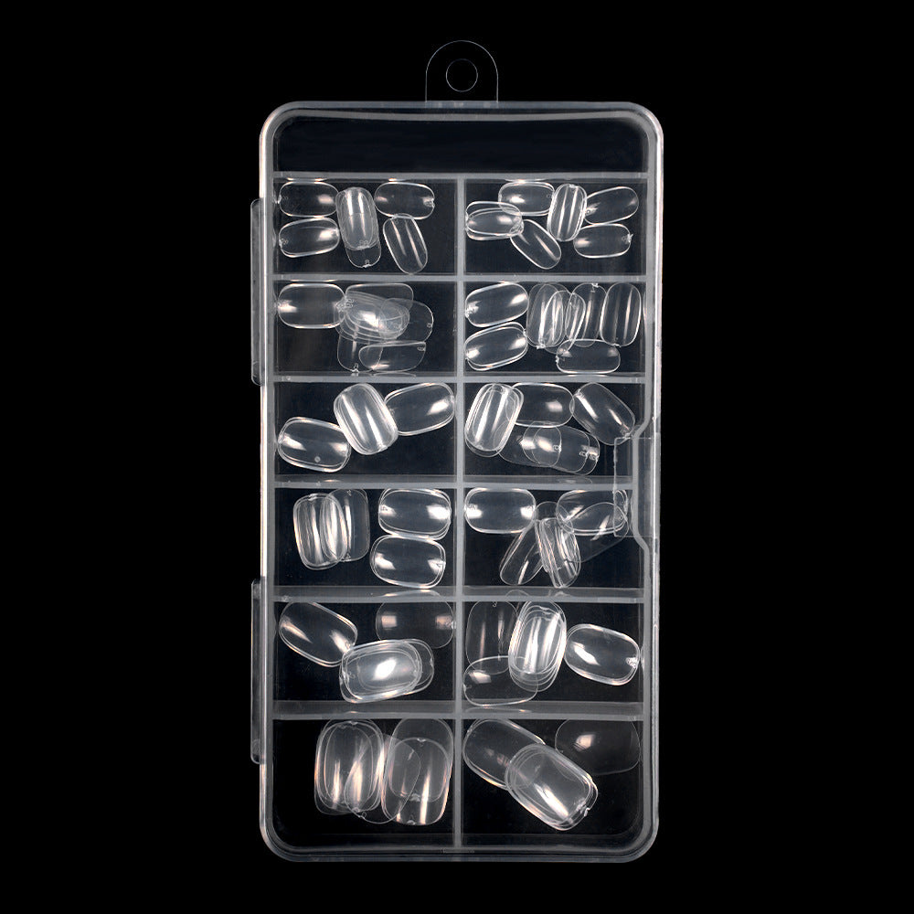 Nail Tips Children wear 120 nail pads, boxed transparent and seamless, fully pasted short nail pads to practice children's fake nails