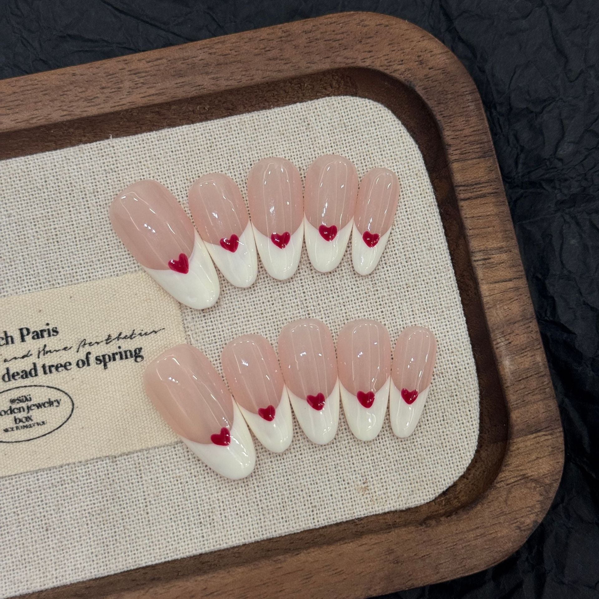 Sweet Wish Hand-painted Atmosphere French Simple Love White Sweet Sister Versatile Handmade nails | 365nails