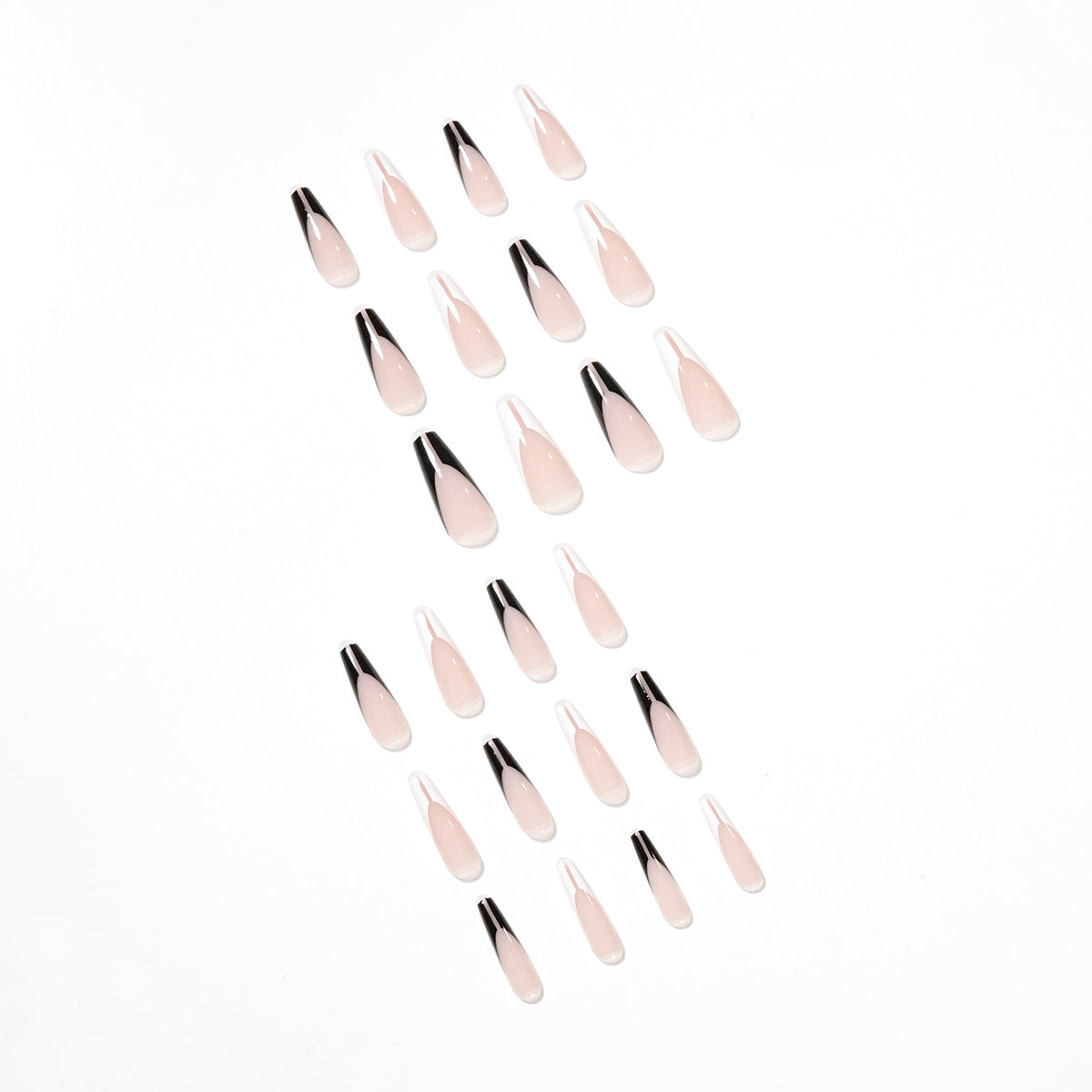 Black and white French mandarin duck long ballet False nail wear nail art Finished nail art patch False nail removable nail|365nails