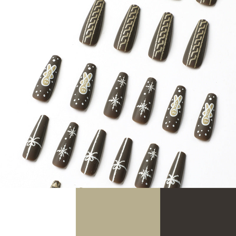 Peças de arte para unhas Arte para unhas finalizada em formato de boneco de gengibre de Natal com laço de amor e floco de neve finalizado atacado |365nails