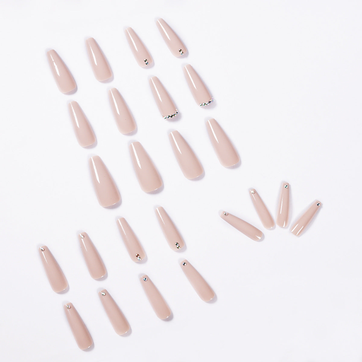 Evaporated milk brown full diamond long ballet finished manicure patch nail patch waterproof and removable|365nails