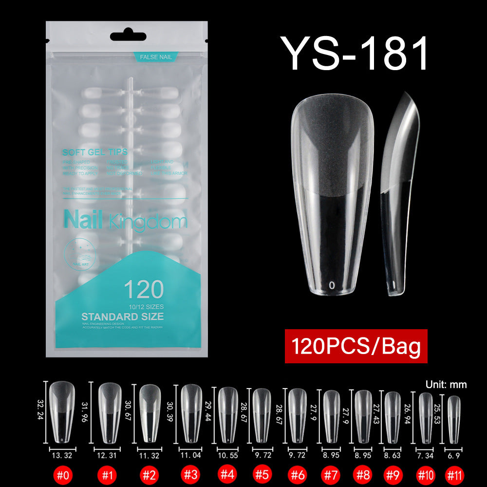 Nail Tips Free engraving and semi-matte press on nails pads 120 pieces, transparent and seamless fake nails in bags, fully attached to matte nail pads