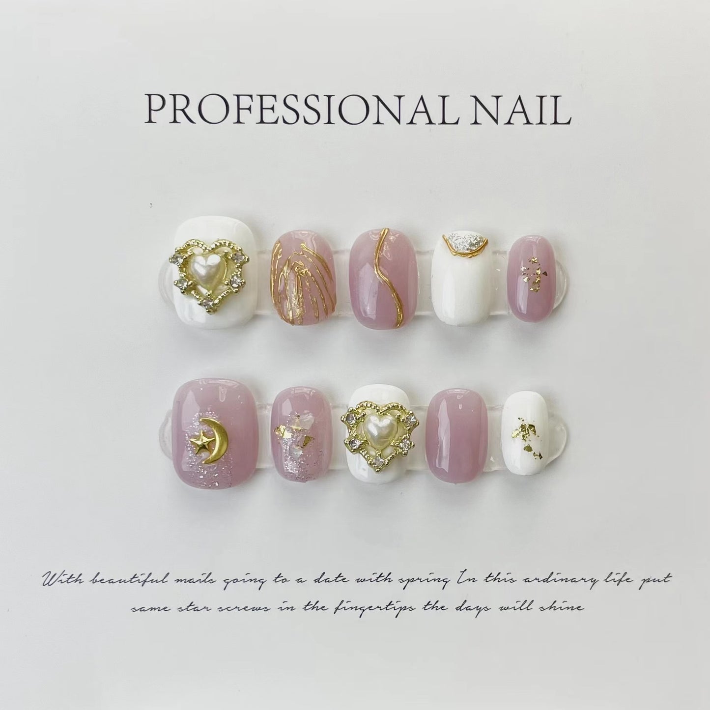 handmade press on nails Psychedelic Empress Dowager Silver White Silver Flash Spice Girl Nail Art Long Tip Nail Type | 365nails
