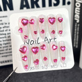 Coração a coração, Barbie rosa, Aurora, Coração de pêssego, Unhas postiças feitas à mão, Unhas de gel longo estilo olho de gato|365nails