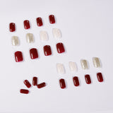 Unhas falsas removíveis com acabamento em glitter cereja bordô | 365nails