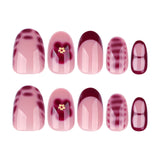 Foreign trade cross-border wearing nail French red manicure nail piece short round wearing nail piece petal fake nail wholesale