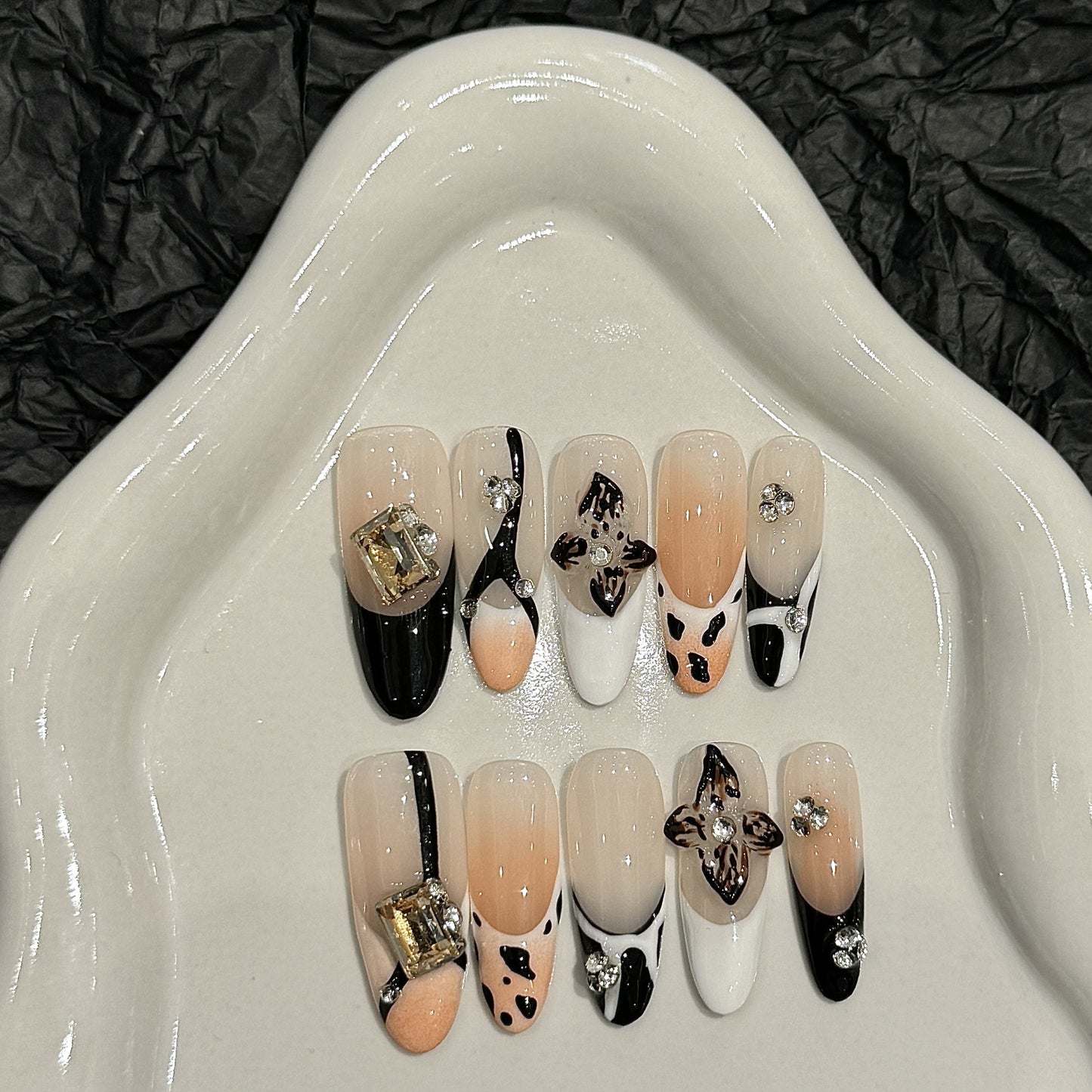 handmade press on nails female flower three-dimensional nail factory fake nails | 365nails