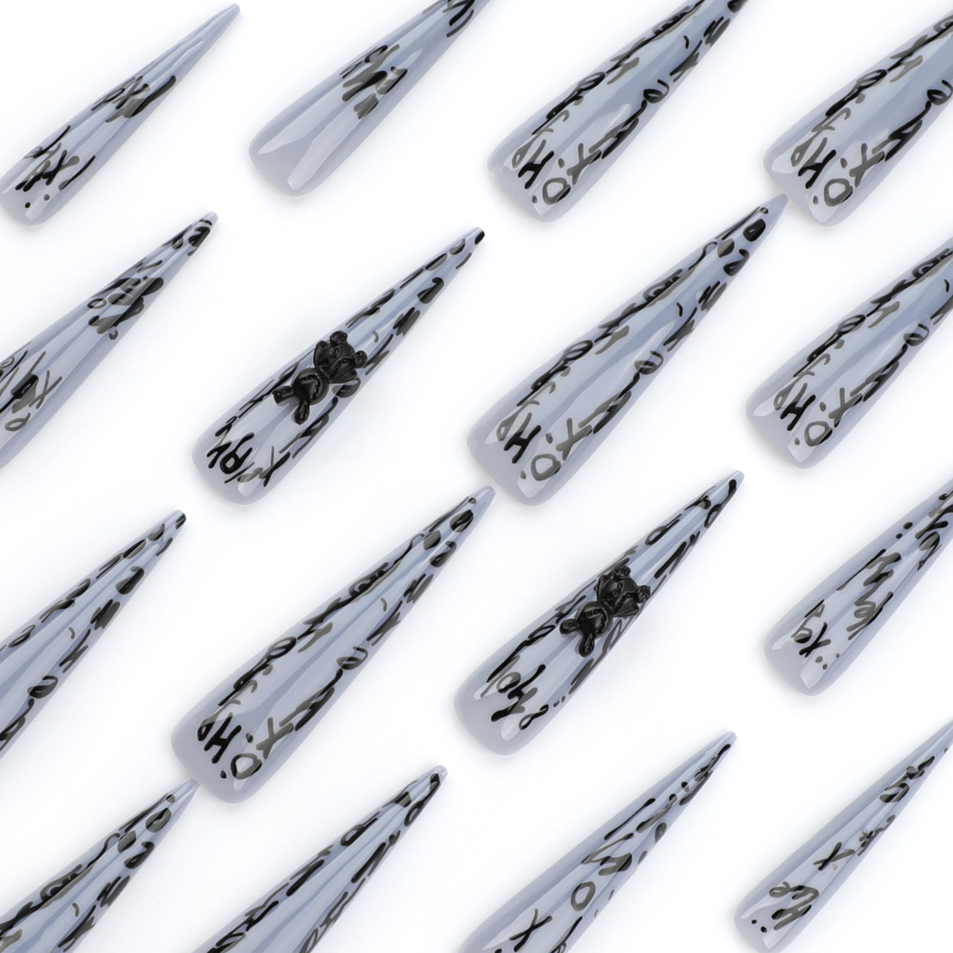 Europa e Estados Unidos, as Spice Girls mais vendidas usam letras de grafite em unhas, peça de unha vestível com ponta extra longa, arte de unha falsa, atacado|365nails