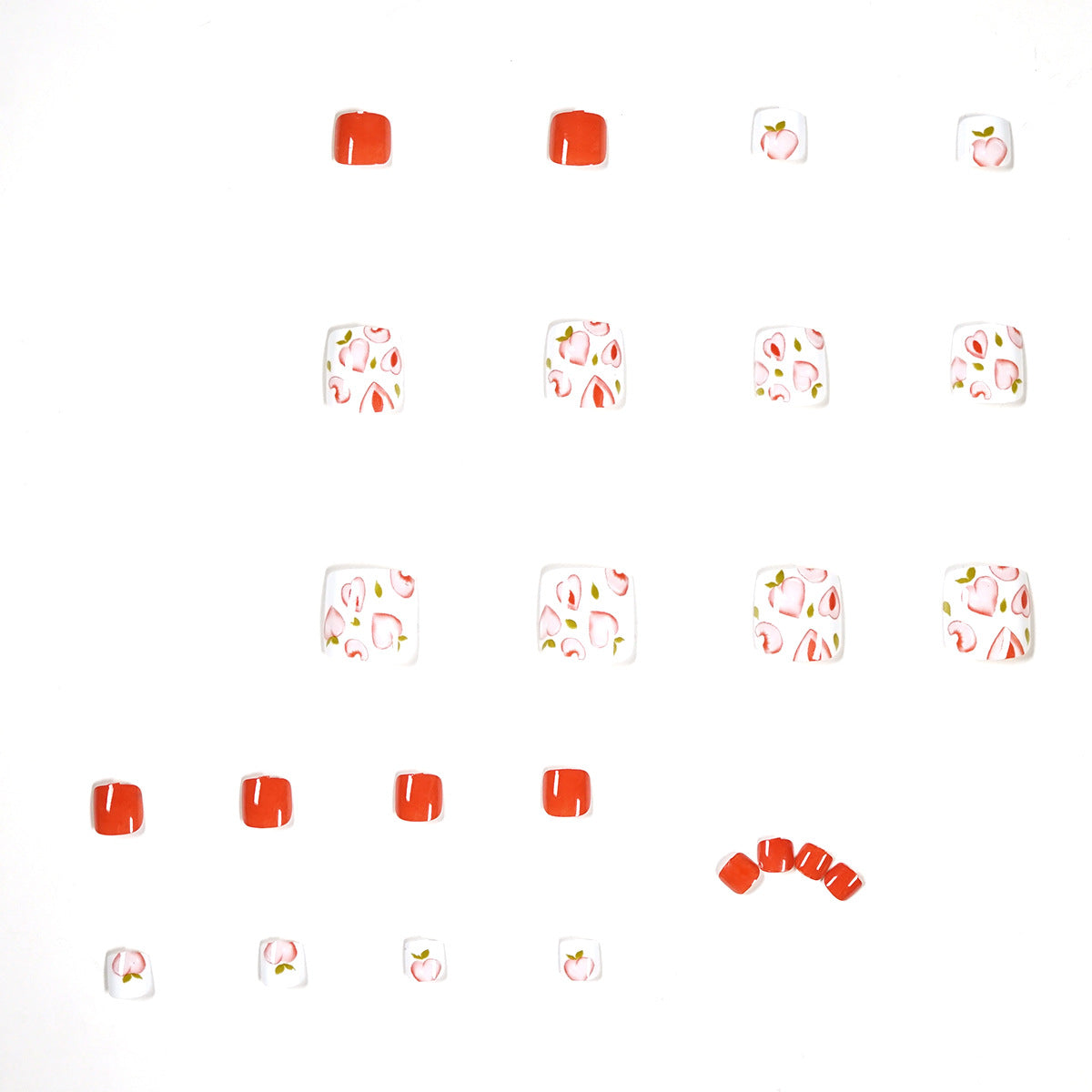 Summer sweet peach tender orange foot nail press-on nails art finished fake nail nail nail patch removable nail piece|365nails