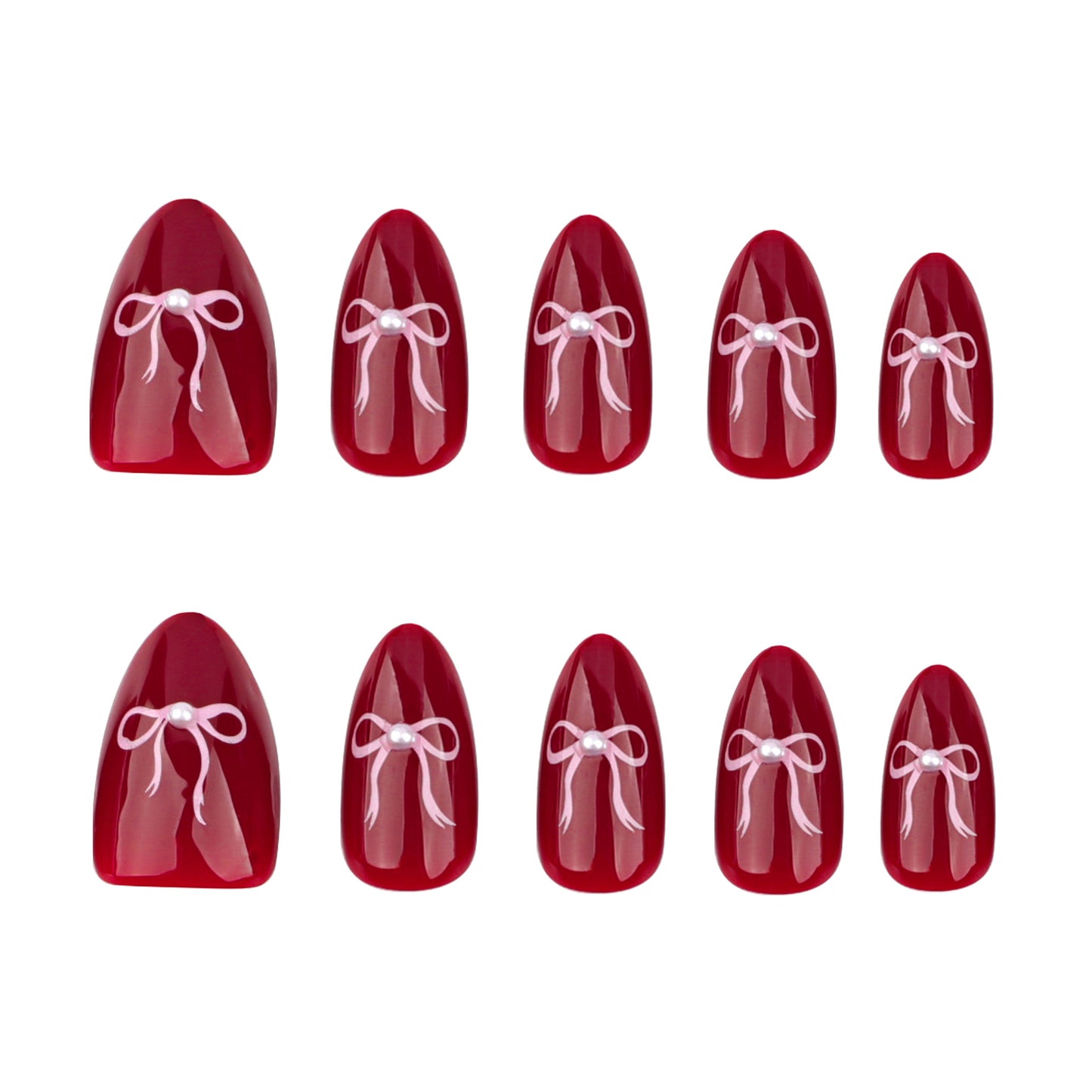 Red Valentine's Day Nail Art New Year's War Nail Art Pink Bow Nail Art Simple Hot Sale Fake Nail Nail Film|365nails